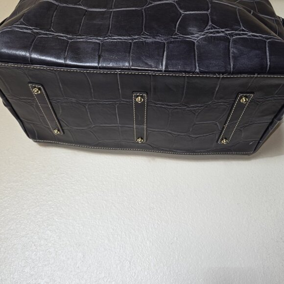 Dooney & Bourke Croc Embossed Leather Travel Duffel 22” Black Overnight Bag - Picture 14 of 16